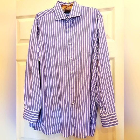 FRAY TRILLION Palm Beach Men's Dress Shirt Striped Handmade in Italy